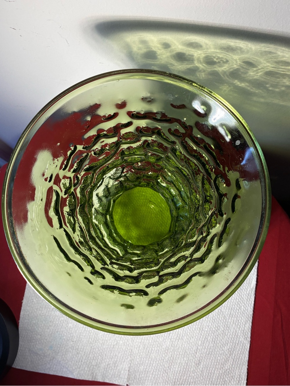 Vintage Olive Green Textured Art Glass Vase 10” MCM Brutalist Retro Décor - Picture 5 of 8